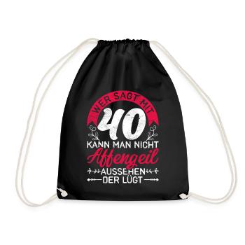Vierzigster Geburtstag Geschenk 40 Damen - Turnbeutel - Schwarz - Vorne