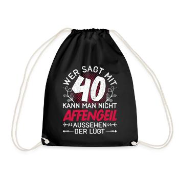 Vintage Vierzigster Geburtstag 40 Geschenk Damen - Turnbeutel - Schwarz - Vorne