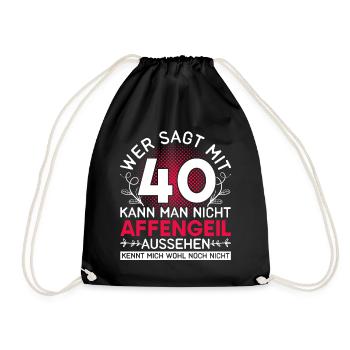 Geschenk Damen Vierzigster Geburtstag 40 - Turnbeutel - Schwarz - Vorne