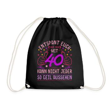 Geschenk Damen Vierzigster Geburtstag 40 - Turnbeutel - Schwarz - Vorne
