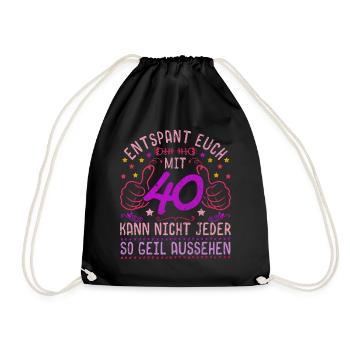 Vintage Geschenk Damen Vierzigster Geburtstag 40 - Turnbeutel - Schwarz - Vorne