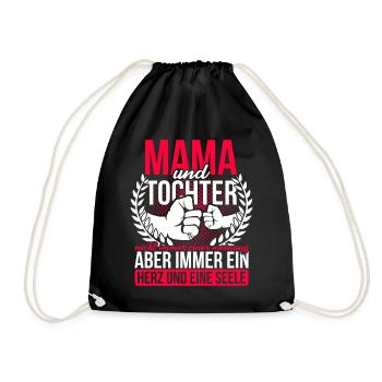 Mama und Tochter Geschenk Mutter Geburtstag - Turnbeutel - Schwarz - Vorne