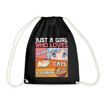 Just A Girl Who Loves Anime Cats And Frame - Drawstring Bag - black - Front