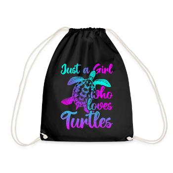 Vintage Just A Girk Who Loves Turtles - Turnbeutel - Schwarz - Vorne