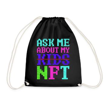 Vintage Crypto NFT Fathers Day Funny Kids Gift - Drawstring Bag - black - Front