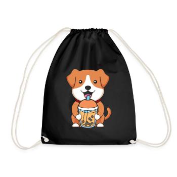 Bubble Tea Hund - Turnbeutel - Schwarz - Vorne