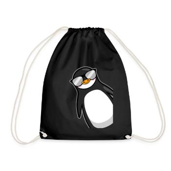 Lustiger Pinguin Mit Sonnenbrille Cooles Geschenk - Turnbeutel - Schwarz - Vorne