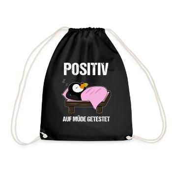 Schlafender Pinguin Lustiger Spruch Geschenk - Turnbeutel - Schwarz - Vorne
