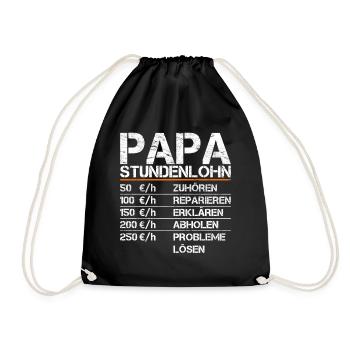 Vintage Papa Stundenlohn Lustiger Spruch Vater - Turnbeutel - Schwarz - Vorne