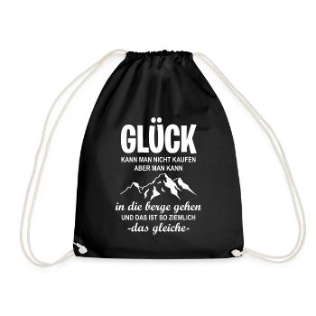 Berg Glück Wandern Outdoor Natur Alpen - Turnbeutel - Schwarz - Vorne