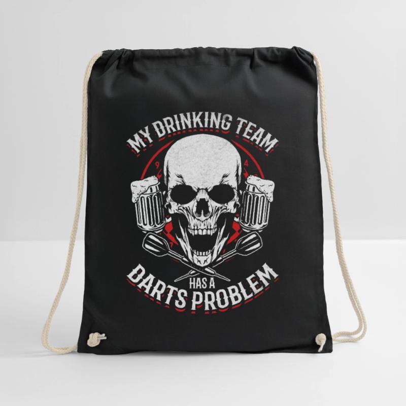 My drinking team has a darts problem darts player Drawstring Bag