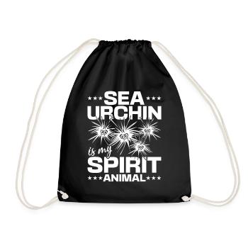 Sea Urchin is my spirit Animal Sea Creature Sea Urchin - Drawstring Bag - black - Front