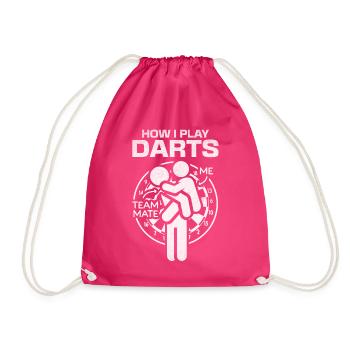 How to Play Darts Teammate Darts Game Funnier - Drawstring Bag - fuchsia - Front
