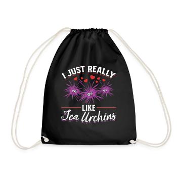 Sea urchin Sea creature I just like sea urchins - Drawstring Bag - black - Front