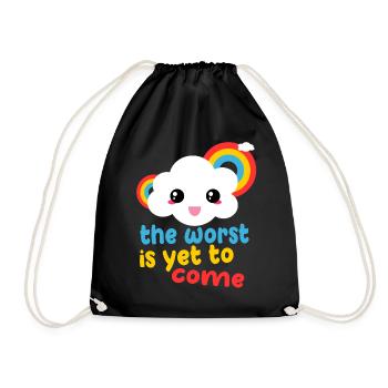 wrost yet as rainbow color cloud back - Drawstring Bag - black - Front