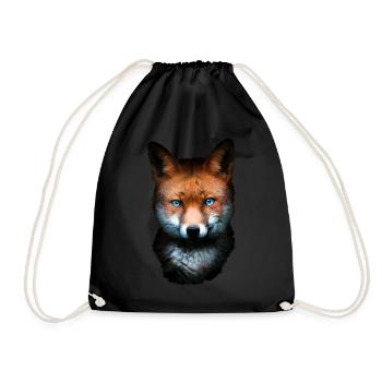 Fuchs Blaue Augen Tiermotiv Tierliebhaber - Turnbeutel - Schwarz - Vorne