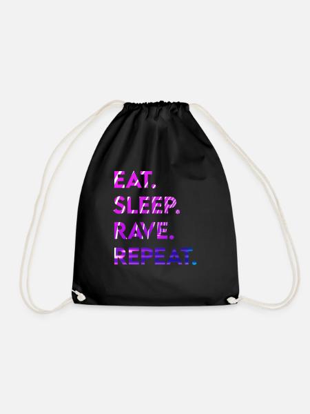 eat sleep rave repeat - Drawstring Bag - black