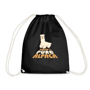 100% Pure Alpaca Llama Vicuna Guanaco Breeder - Drawstring Bag - black - Front