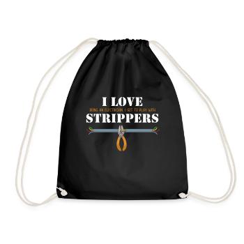 I love Strippers Lineworker Wiremen Worker - Drawstring Bag - black - Front