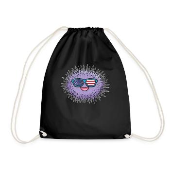 Funny Sea Urchin Sunglasses with US Flag Sea Urchin - Drawstring Bag - black - Front