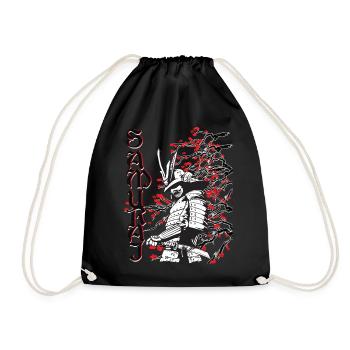 Samurai mit Kirschblüten - Turnbeutel - Schwarz - Vorne