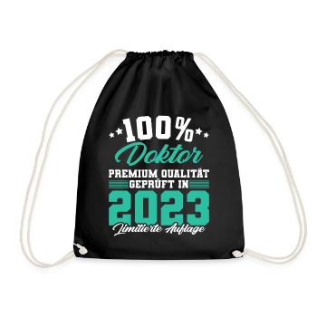 Doktor 2023 Doktorand Promotion Dissertation - Turnbeutel - Schwarz - Vorne