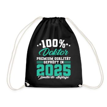 Doktor 2025 Doktorand Promotion Dissertation - Turnbeutel - Schwarz - Vorne