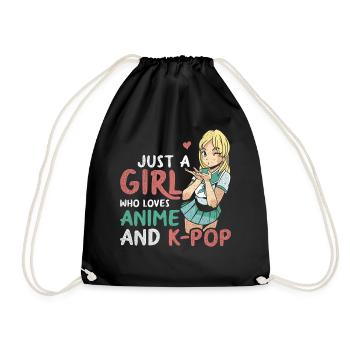 Vintage Juste une fille qui aime l’anime et la K-Pop - Sac de sport léger - noir - Devant