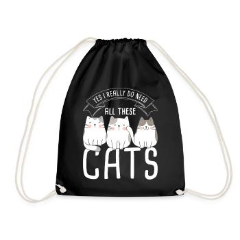 Yes I Really Do Need All These Cats - Turnbeutel - Schwarz - Vorne