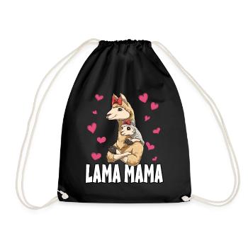 Lama Mama Muttertag Mom Mutter Alpaka - Turnbeutel - Schwarz - Vorne