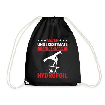 Never Underestimate An Old Man On A Hydrofoil - Wi - Drawstring Bag - black - Front