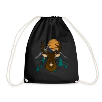 Bois de cerf rouge avec des bois de cerf - Sac de sport léger - noir - Devant