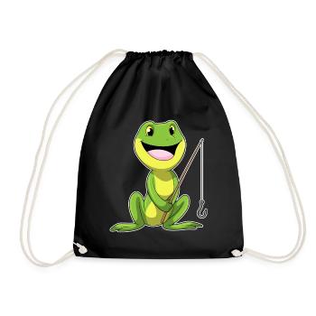Frosch Angler Angelrute Angeln - Turnbeutel - Schwarz - Vorne