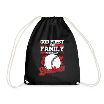 Baseball Sports Baseball Player Gift - Drawstring Bag - black - Front