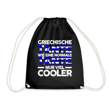 Griechin Tante Griechenland - Turnbeutel - Schwarz - Vorne