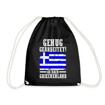 Urlaub Grieche Griechenland - Turnbeutel - Schwarz - Vorne