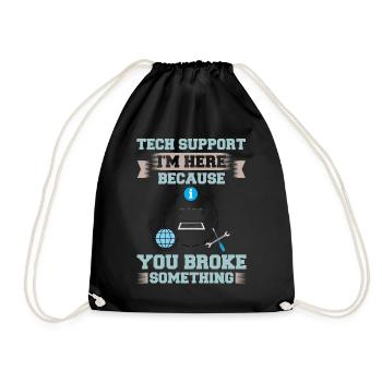 Tech Support IT Technical Assistance Helpdesk - Drawstring Bag - black - Front