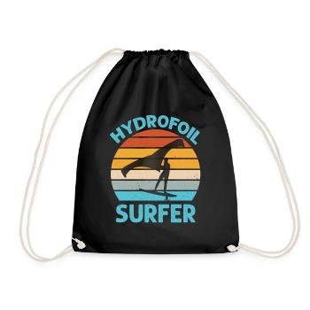 Hydrofoil Surfer - Wingfoil Surf - Drawstring Bag - black - Front