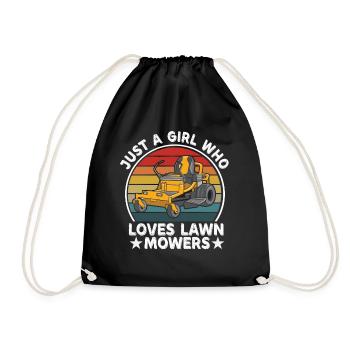 Only a girl The lawn mower loves lawn mowing - Drawstring Bag - black - Front