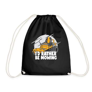 I'd rather mow the lawn lawn lawn grass - Drawstring Bag - black - Front