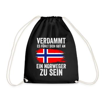 Skandinavien Norwegen Norweger Norwegisch - Turnbeutel - Schwarz - Vorne