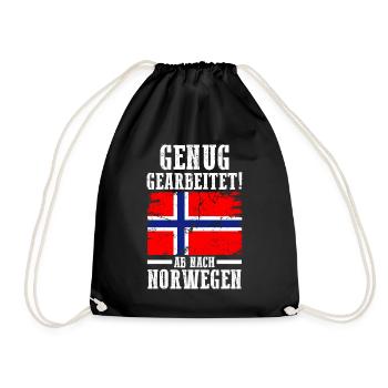 Skandinavien Urlaub Norweger Norwegen - Turnbeutel - Schwarz - Vorne