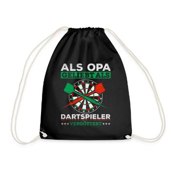 Als Opa geliebt als Dartspieler vergöttert Opa - Turnbeutel - Schwarz - Vorne