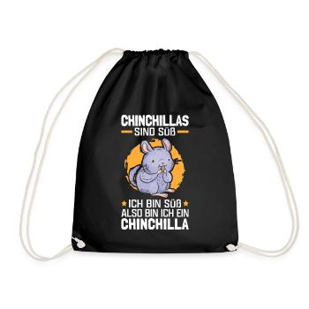 Chinchillas sind süß Wollmaus Chinchilla - Turnbeutel - Schwarz - Vorne