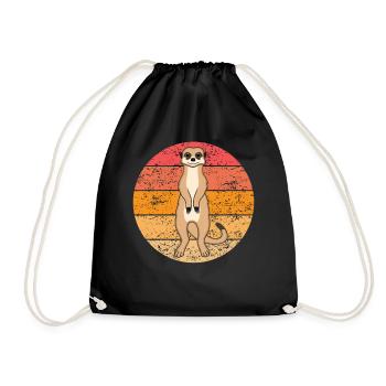 Meerkat Lover Retro Gift Funny Animals - Drawstring Bag - black - Front