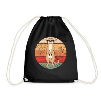 Meerkat Lover Retro Gift Funny Animals - Drawstring Bag - black - Front