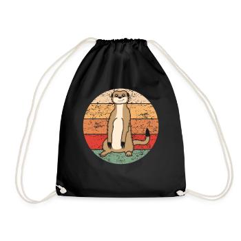 Meerkat Lover Retro Gift Funny Animals - Drawstring Bag - black - Front