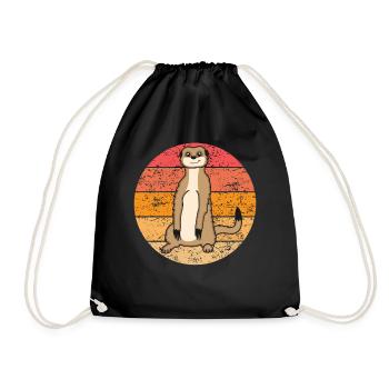 Meerkat Lover Retro Gift Funny Animals - Drawstring Bag - black - Front