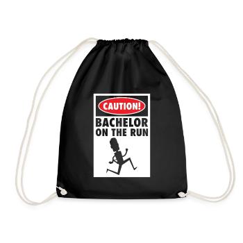 Bachelor Caution Bräutigam Heiraten Hochzeitstag - Turnbeutel - Schwarz - Vorne