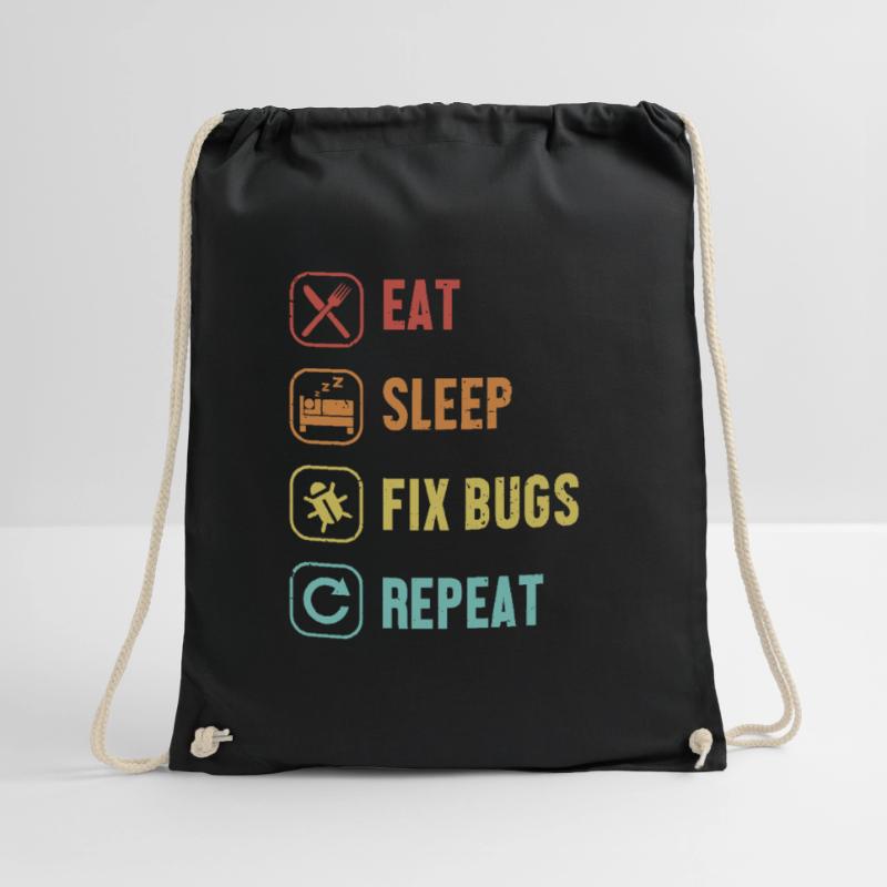 Eat Sleep Fix Bugs Repeat Coder Engineer Software Drawstring Bag